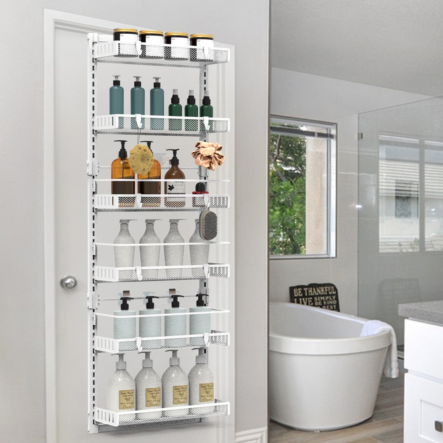 Black-White Options -- 1Pc Over The Door Pantry Organizer 6-Tier