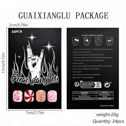 24 Pcs Pink Christmas Press on Nails Short Square Fake Nails Christmas False Nails with Candy Cartton Designs Glitter Xmas Nails Press ons Square Nail Artificial Acrylic Stick on Nail for Women