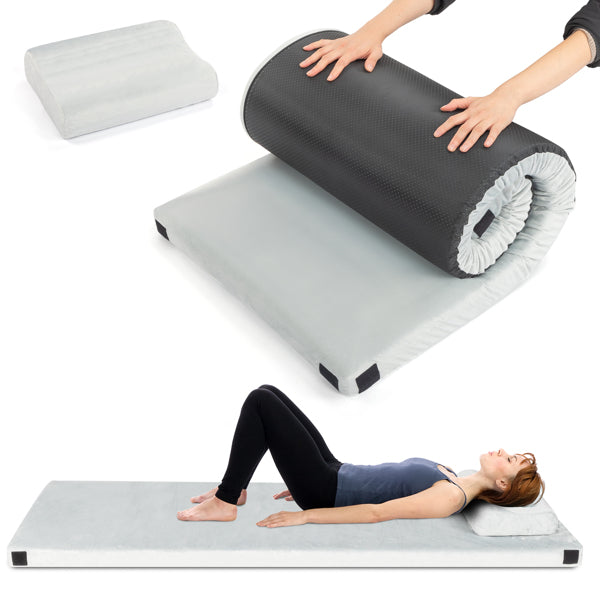 Memory Foam Camping Mattress with Storage Bag & Pillow - Grey