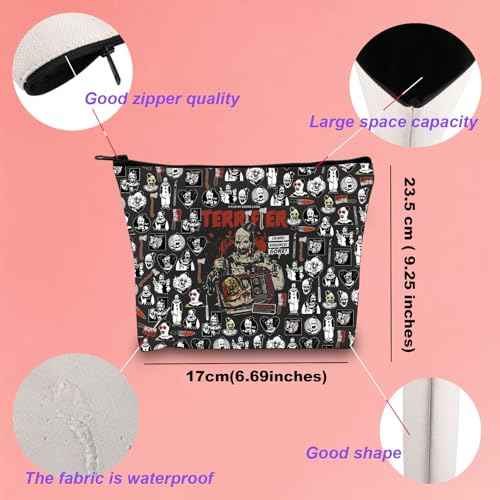 KUIYAI Clown Movie Merchandise Cosmetic Bag Horror Movie Fans Gifts Halloween Scary Clown Makeup Bag Spooky Season Gift (TerrifierMupBlk)