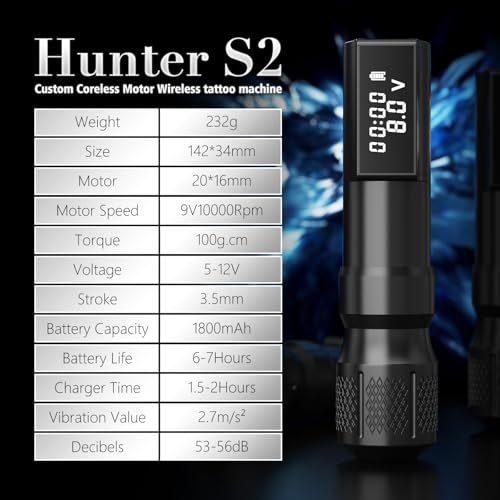 Tattoo Gun Kit-Kiss of Dragon Tattoo Machine, Practice Tattoo Pen for Beginners, 1800mAh Power Supply Tattoo Machine Equipped with Customized High-Precision Motor