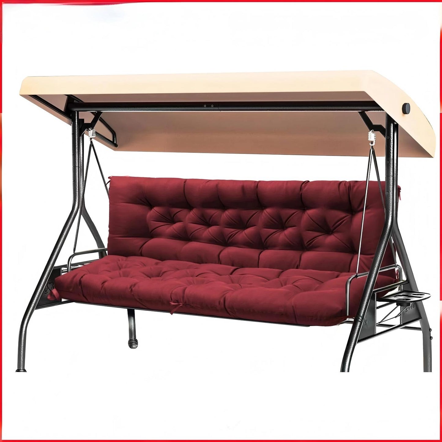 Outdoor Swing Cushions 2-3 Seater Waterproof Bench Pad with Anti-Slip Straps - Multiple Colors