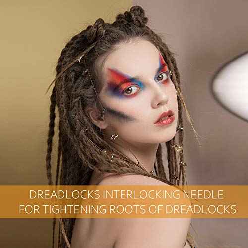 WILLBOND 5 Pcs Dreadlock Interlocking Tool for Locs with Metal Box Sisterlock Retighten Tool for Dreadlocks Interlocks Crochet Braiding Hair Tightening Maintaining Extensions Accessory£¨Gold£©