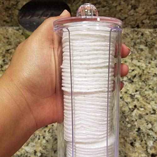 Cosmetic Cotton Pad Holder - Acrylic Makeup Remover Organizer with Dispenser & Storage Rack