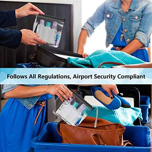 4Pcs Clear TSA Approved Security Toiletry Bag Quart Size for EU UK & US Carry-on Regulations Waterproof & Leakproof Travel Bags for Liquids