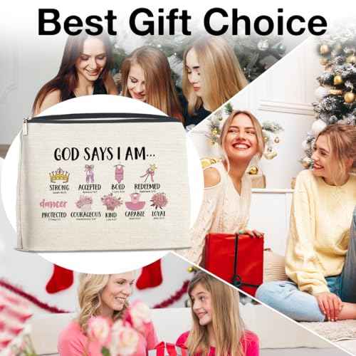 Inspirational Christian Gifts for Girls Her, Religious Gifts Motivational Dancer Ballerina Girls Makeup Bag, God Says I Am Dancer Cosmetic Bag Makeup Pouch
