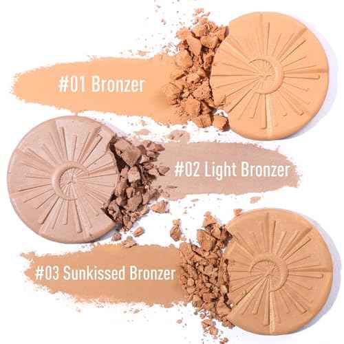 UCANBE Glow Bronzer, Long-Lasting Baked Shimmer Bronzing Powder - 02 Light Bronzer, Lightweight & Buildable Neutrual Satin Finish, Luminous Contour for Face, Cheeks, and Body