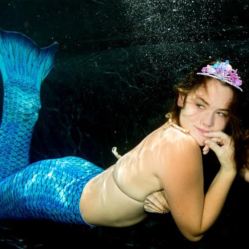 Mermaid Crown Pearl Mermaid Headband Purple Mermaid Birthday Decorations with Flower Rhinestone Mermaid Party Favors Mermaid Hair Accessories Halloween Costume Women Seashell Starfish Fish Tail