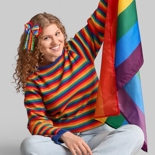 4.7" Rainbow Hair Bow Clips,Big Tassel Korker Cheer Bow Alligator Barrettes Hair Pins for Girls Women, Ideal for Pride Month Parade, Wedding Party, Summer Holiday Accessories Gift