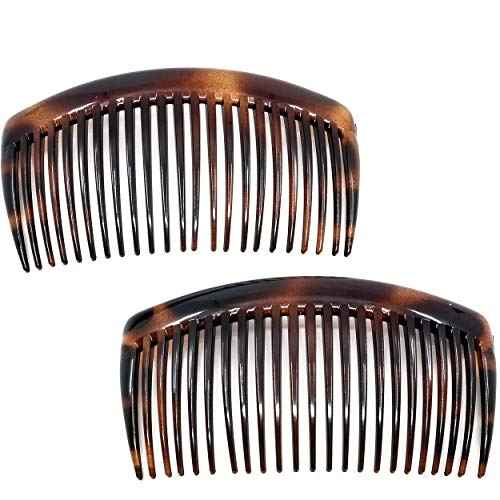 Camila Paris AD66/2 French Side Comb Large Curved Tortoiseshell Hair Combs for Women Fine Hair, 4 Inch Strong Hold Comb for Women Bun Chignon Up-Do Styling Girls Hairstyle Accessories, Made in France