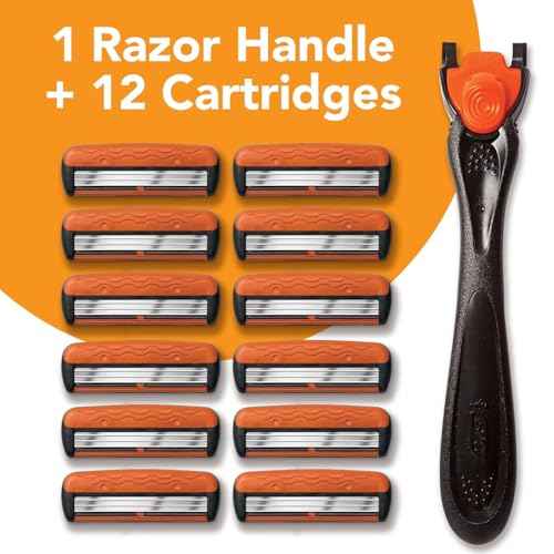 BIC Comfort 3 Men's Refillable 3 Blade Razors, Black Handle with Pivoting Head, 12-Pack