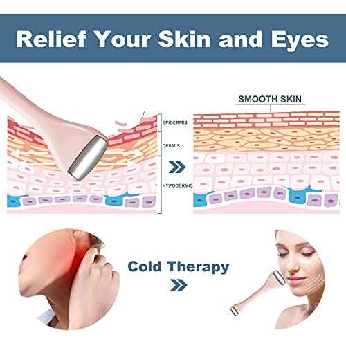 Mini Eye Ice Roller for Eyes Puffiness - Facial Ice Roller and Mini Roller 2 in 1 - Massager for Migraine Relief Tighten Pores Under-Eye Pain Relief - Reduce Wrinkle Puffy for Face Arms (Pink)