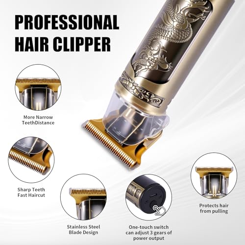 Professional Hair Clippers for Men,T-bar Trimmer and Cordless Electric Shaver, Nose Hair Trimmer, Men's Hair Clipper and Shaver Set, Rechargeable Home Hair Cutting Tools