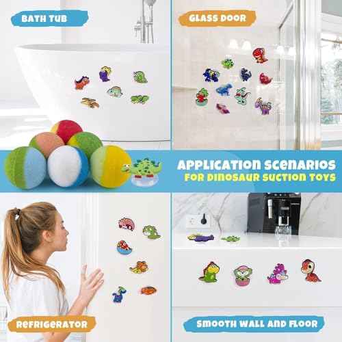 26+2 PCS Bath Bombs for Kids with 26 Dinosaur Suction Toys Inside, Organic Kids Bath Bombs Gift Sets with 2 Squeeze Dinosaur Toys for Boys & Girls on Birthday, Easter, Christmas, Lavender