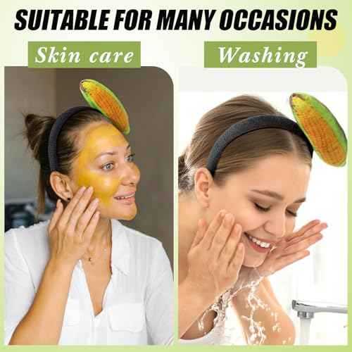 Hoteam 2 Pcs Corn Cob Headband Costume Fall Thanksgiving Holiday Headband for Women Skincare Spa Face Washing Hairband Christmas Corn Costume Masquerade Party
