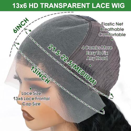 Bob Wig Human Hair 13x6 Body Wave Lace Front Wigs Human Hair 200% Density Wigs for Women (14 Inch)