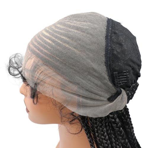 lumeng 13X6 HD Lace Front Cornrow Braided Wigs for Women Knotless Braided Wigs 32" Box Braid Wig with Baby Hair Premium Synthetic Lemonade Braids Natural Looking Hair Black Braided Lace Front Wigs