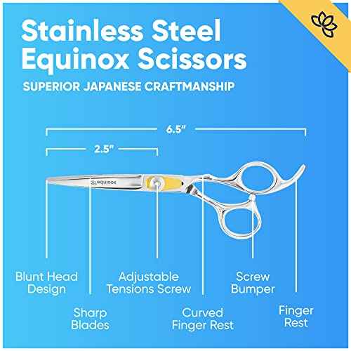 Equinox Professional Razor Edge Series Barber Hair Cutting Scissors - Japanese Stainless Steel Salon Scissors - 6.5¡± Overall Length - Fine Adjustment Tension Screw - Premium Shears for Hair Cutting