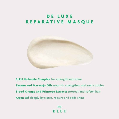 R+Co BLEU De Luxe Reparative Masque – Restores Texture, Strength, and Shine to Dry, Damaged Hair, Hydrates, Calms, Smoothes, Seals Cuticles, Mends Split Ends, 5 oz