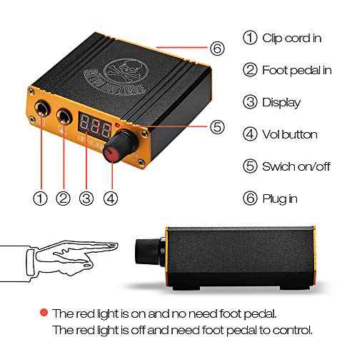 Rotary Tattoo Machine Kit, ATOMUS Tattoo Pen Style Cartridge Machine Gun Liner Shader with Power Supply 50pcs Mixed RL RS Cartridge Needles Foot Pedal DC Cord Bandage (Black)