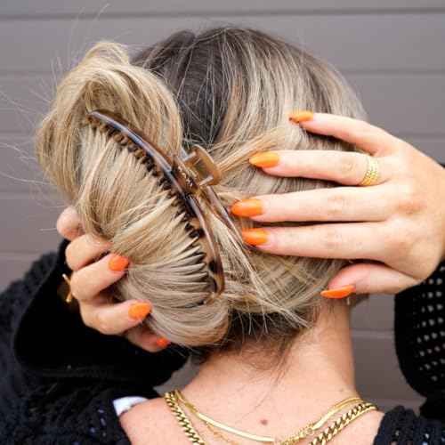 KAXI The ORIGINAL Hold Everything Hair Claw - Perfect for Thick & Thin Hair Straight, Wavy & Curly, Strong Clip With 52 teeth & Many Colors to Choose (Light Tortoise)