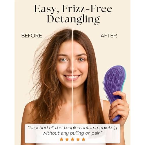 Lily England Detangler Hair Brush for Curly, Thick, Straight & Natural Hair - Gentle Detangling Brush for Women, Kids & Toddlers with Flexible Bristles - Smooth Hairbrush for Wet & Dry Hair, Ombre