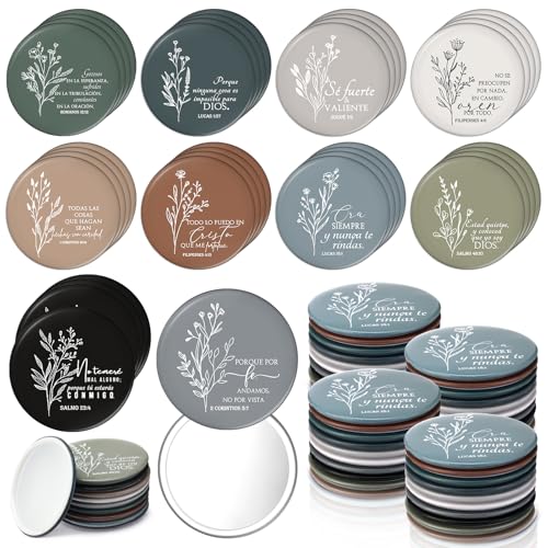 80 Pcs Christian Compact Mirrors for Women Inspirational Bible Verse Scripture Pocket Mirrors Bulk Mini Purse Makeup Mirror for Grandma Pastor's Wife Christmas Thanksgiving Church Party Favor