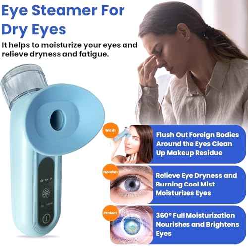 Eye Mist Steam Sprayer for Relief Dry Eyes, Eye Treatment, Portable Heated Eye Masks, Mini Eye Moisturizing Cleaning Soothing Steamer, Blue