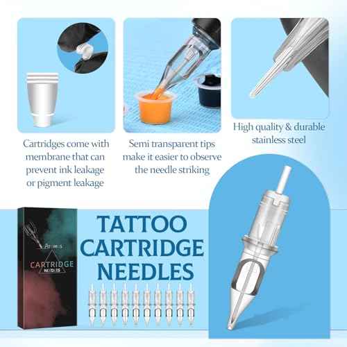 Rotary Tattoo Machine, ATOMUS Tattoo Pen Style Cartridge Machine Gun Liner Shader with DC Clip Cord 50pcs Mixed Cartridge Needles 10pcs of Each 1RL 3RL 5RL 7RL 9RL (Red)