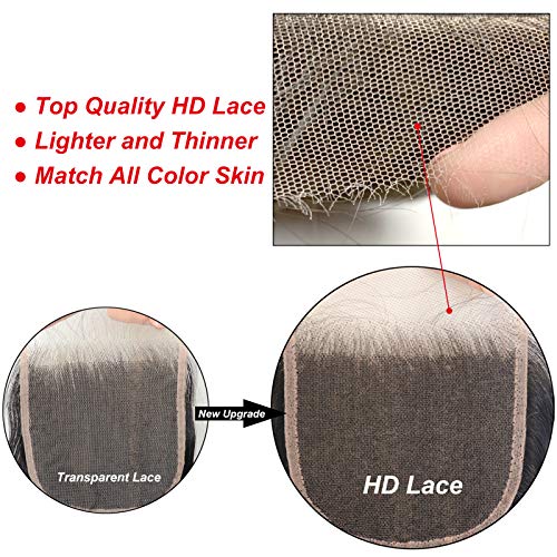 Luwigs 5x5 HD Lace Closure Human Virgin Hair Body Wave Pre Plucked Swiss Lace 5x5 Closure with Baby Hair Bleached Knots Natural Color Free Part