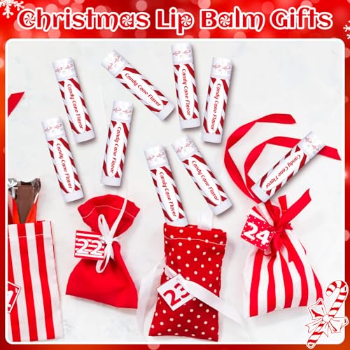 150 Pack Christmas Lip Balms Bulk Christmas Candy Peppermint Cane Scented Holiday Flavor Lip Balm Gifts Xmas Party Gifts Bulk Xmas Items Stocking Stuffers for Women Men Staff Employee (Candy)