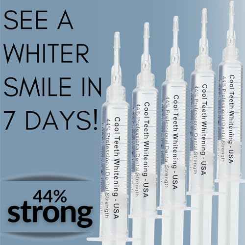 Teeth Whitening Gel for Trays - Pro Strength 44% Carbamide Peroxide, 5 Syringes (50 Treatments) + 2 Trays ? Enamel Safe, Removes Coffee & Other Stains