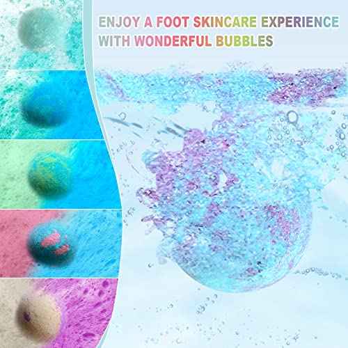 HOSPAN Organic Foot Bath Bombs Gift Set, 12 Essential Oil Rich Foot Soak for Mom and Dad, Handmade Foot Spa Bomb with Wonderful Bubbles, Great for Soothes Sore Tired Feet, Dry Feet Moisturize