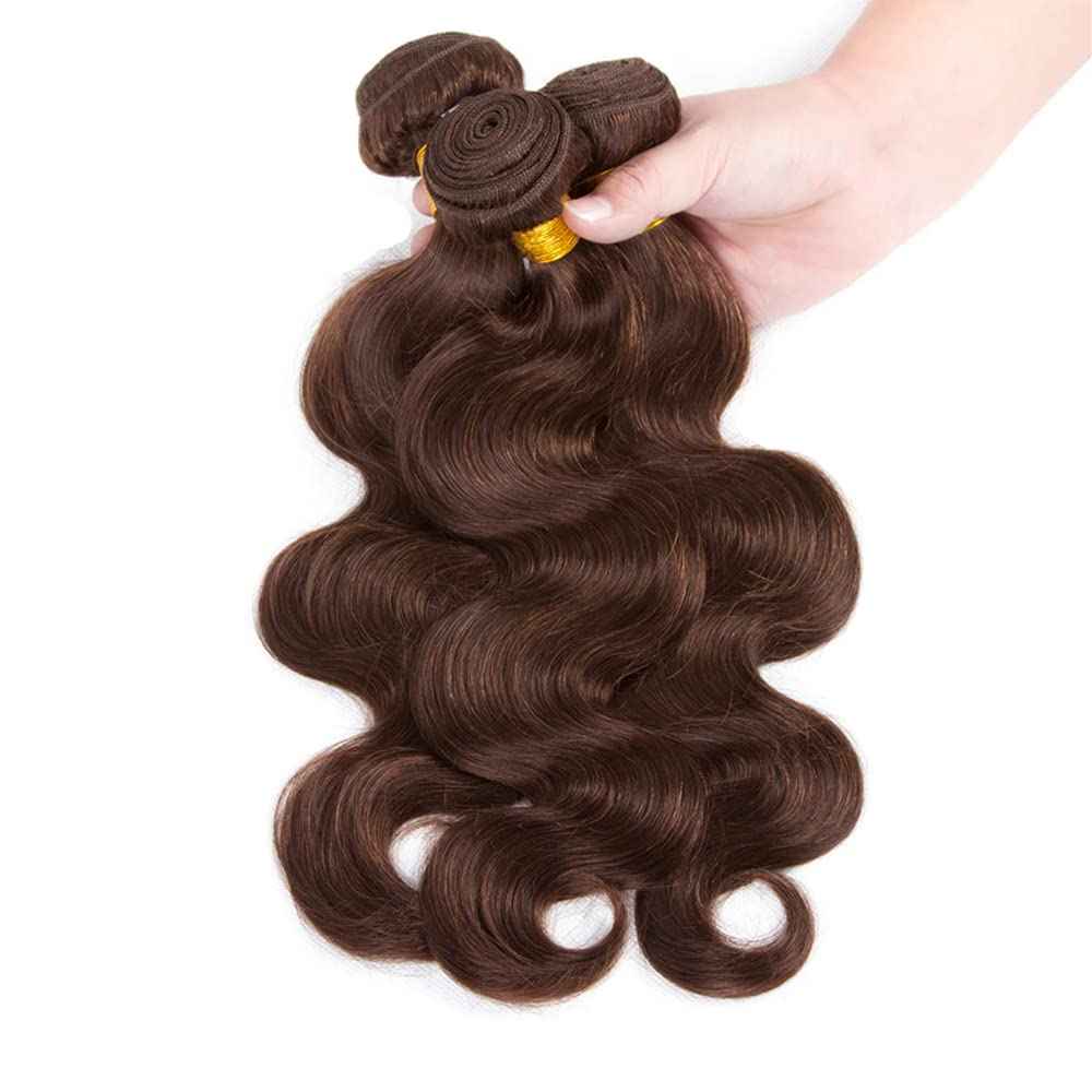 30 32 34 Inch Color 4 Bundles Dark Brown Human Hair Body Wave Bundles Chocolate Brown Human Hair Unprocessed Brazilian Virgin Double Weft Weave Extensions Hair For Black Wome