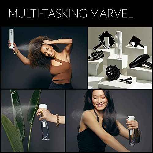 FLAIROSOL - The Original, Spray Bottle for Hair, Plants & More, Continuous Mister, Ultra Fine Water Mist, 10.1oz/300ml, Clear Bottle - Black Print