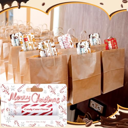 50 Pcs Christmas Peppermint Candy Flavor Lip Balms Bulk Peppermint Candy Gingerbread Hot Cocoa Cookie Cinnamon Flavor Lip Balms Christmas Party Gifts Stocking Stuffers for Employee Staff