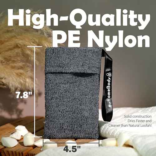 myHomeBody Soap Pocket Exfoliating Pouch, Body Scrubber Sponge, Exfoliator for Bath, Shower or Leftover Bits Saver, Graphite Gray, 2 Pack + 2 Lift Pads