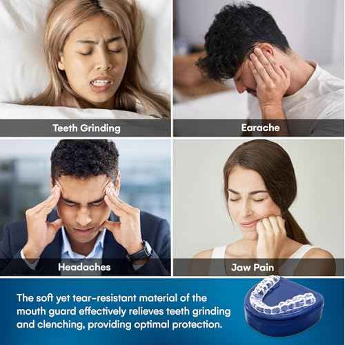 Mouth Guard for Grinding Teeth at Night: Custom Fit Moldable Mouthguards for Clenching and Bruxism Protection - Nighttime Sleeping Guards for Adults with 12 Cleaning Tablets