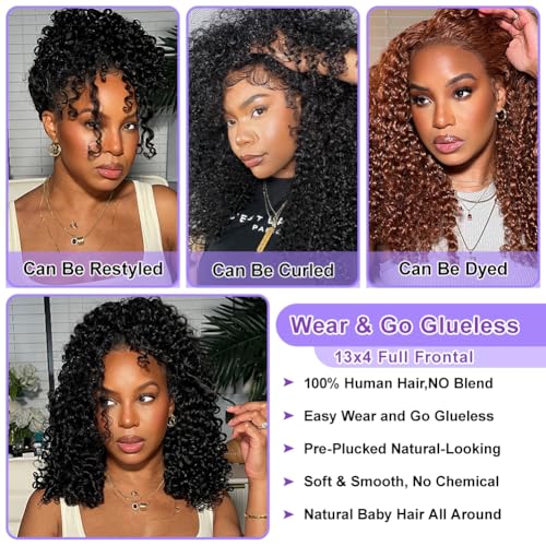 Short Curly Bob Wigs Human Hair 16 Inch 13x4 Hd Transparent Lace Front Wigs Curly Wigs For Black Women Lace Frontal Wigs Human Hair Pre Plucked With Baby Hair Short Deep Curly Wig 150 Density