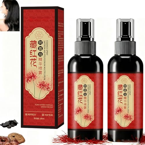 Saffron Hair Blackening Spray, Herbal Hair Color Spray for Instant Gray Coverage - Natural Plant Extract with Frizz Control, Moisturizing Non-Greasy Formula for Daily Use (2)
