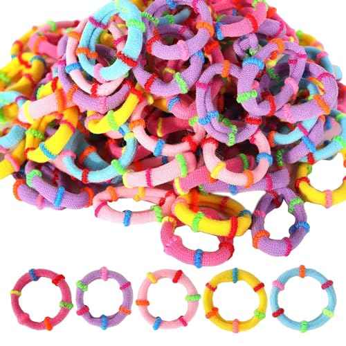 Baby Hair Ties - 200PCS Cotton Mini Seamless Hair Bands for Toddlers Girls, 1 Inch in Diameter, 5 Colors-Soft Seamless-NO HAIR DAMAGE