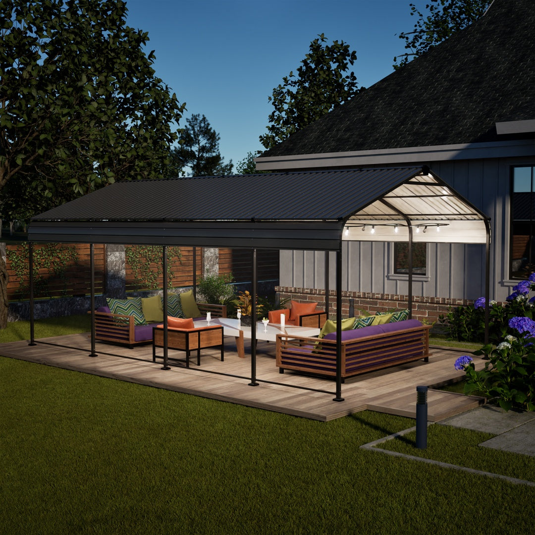 Heavy Duty Galvanized Steel Carport Canopy with Waterproof Roof - Large Capacity Shelter