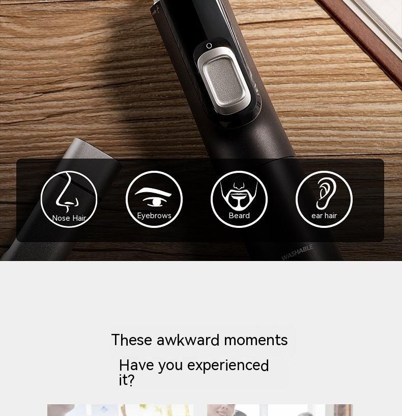 Electric Nose Hair Trimmer for Men - Portable Battery Operated - Black