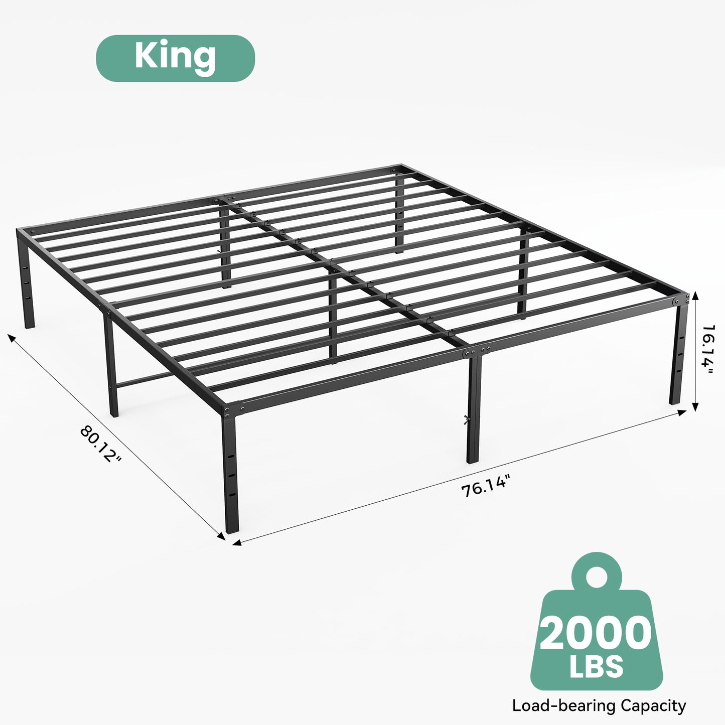 Durable Metal Bed Frame with Under-bed Storage - Multiple Sizes
