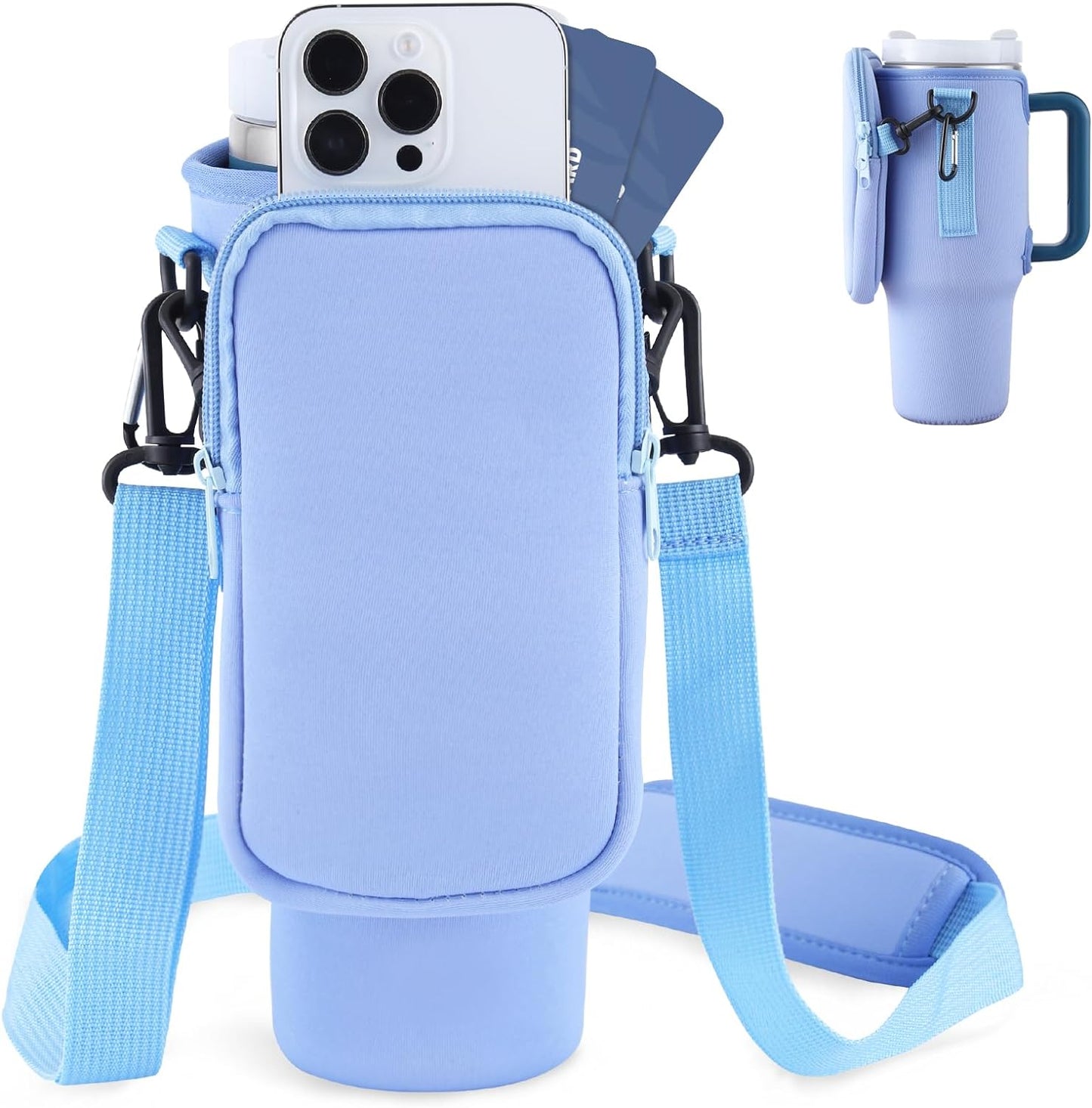 40oz Water Bottle Carrier with Adjustable Strap - Multiple Colors