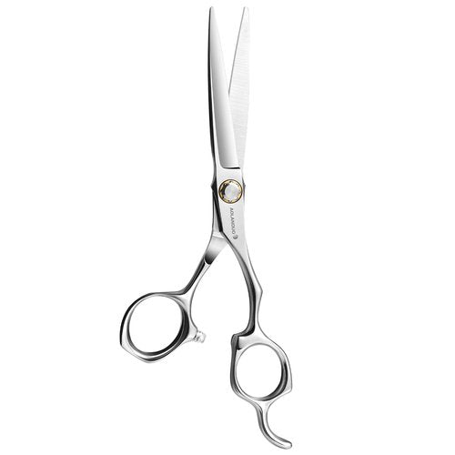 AOLANDUO Convex Edge Hair Cutting Scissors 6" Japanese VG10 Steel, Professional Salon Shears, Offset Handle, Ergonomic, Includes Case & Accessories, Silver White, 1 Count