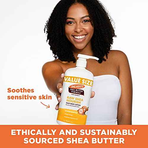 Palmer's Shea Formula Raw Shea Body Lotion for Dry Skin, Hand & Body Moisturizer, Value Size Pump Bottle, 33.8 Ounces (Pack of 1)