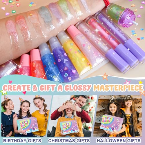 Jcoos Lip Gloss Making Kit, 66PCS DIY Lip Glosses Set to Make Your Own Lip Stick, Fun Craft Makeup Lipglosses, All-Inclusive Moisturizing Handmade Lip Glaze Supplies Set for Beginner Women Girls