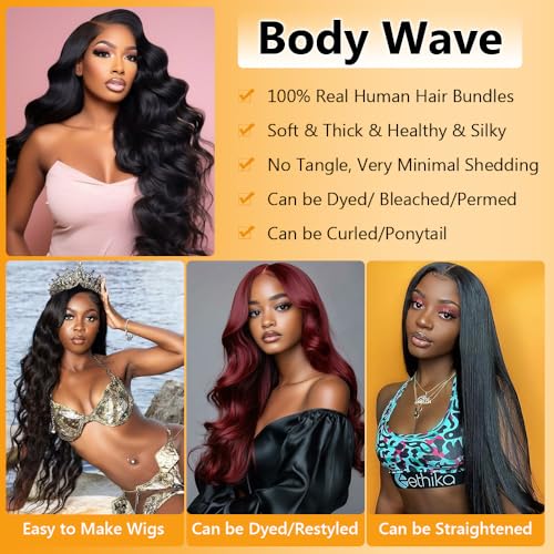 QTHAIR 16A Brazilian Virgin Hair Body Wave Human Hair Bundles 14 14 14 inch 300g 100% Unprocessed Virgin Brazilian Body Wave Human Hair Weave Natural Color for Black Women