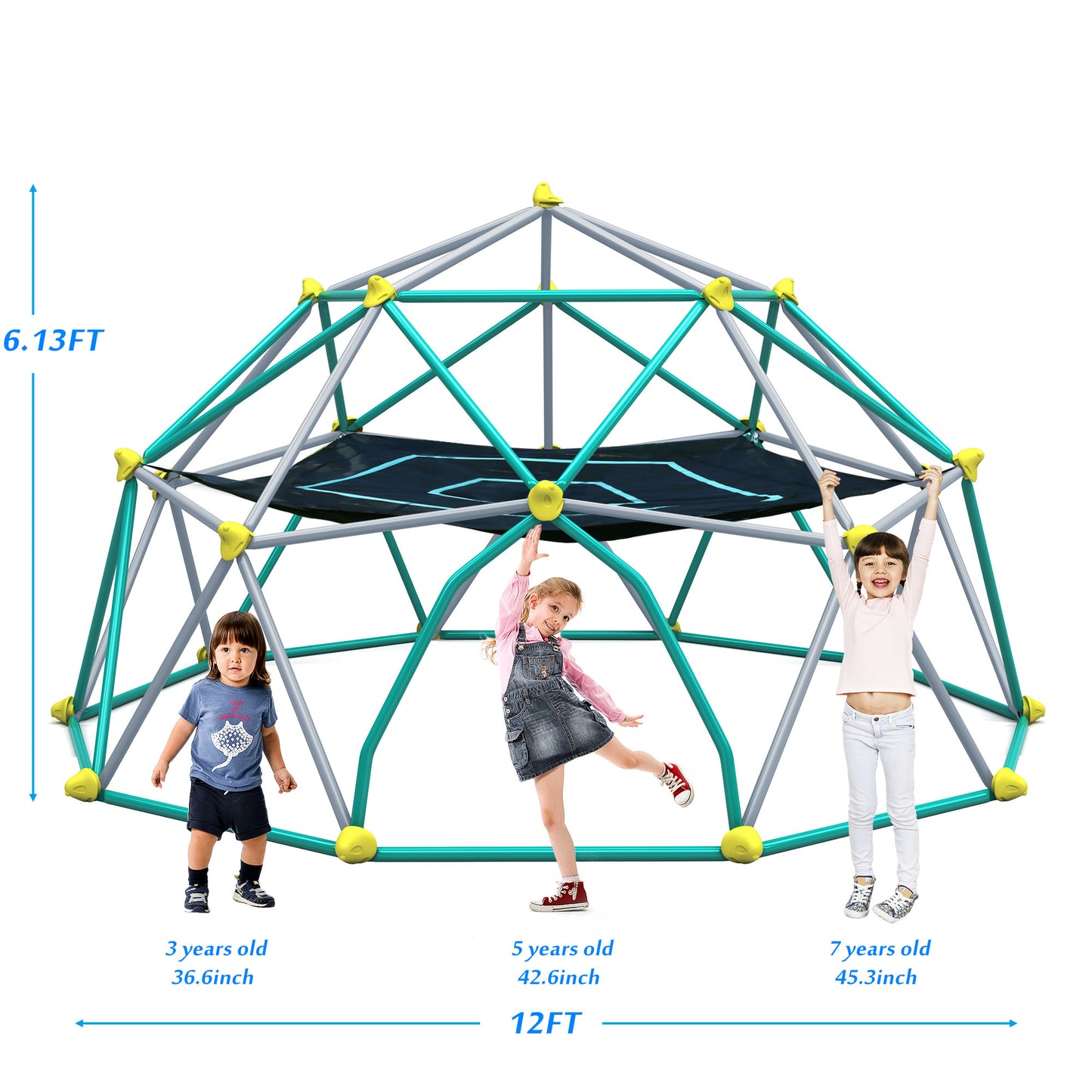 12ft Geometric Dome Climber Play Center, Kids Climbing Tower With